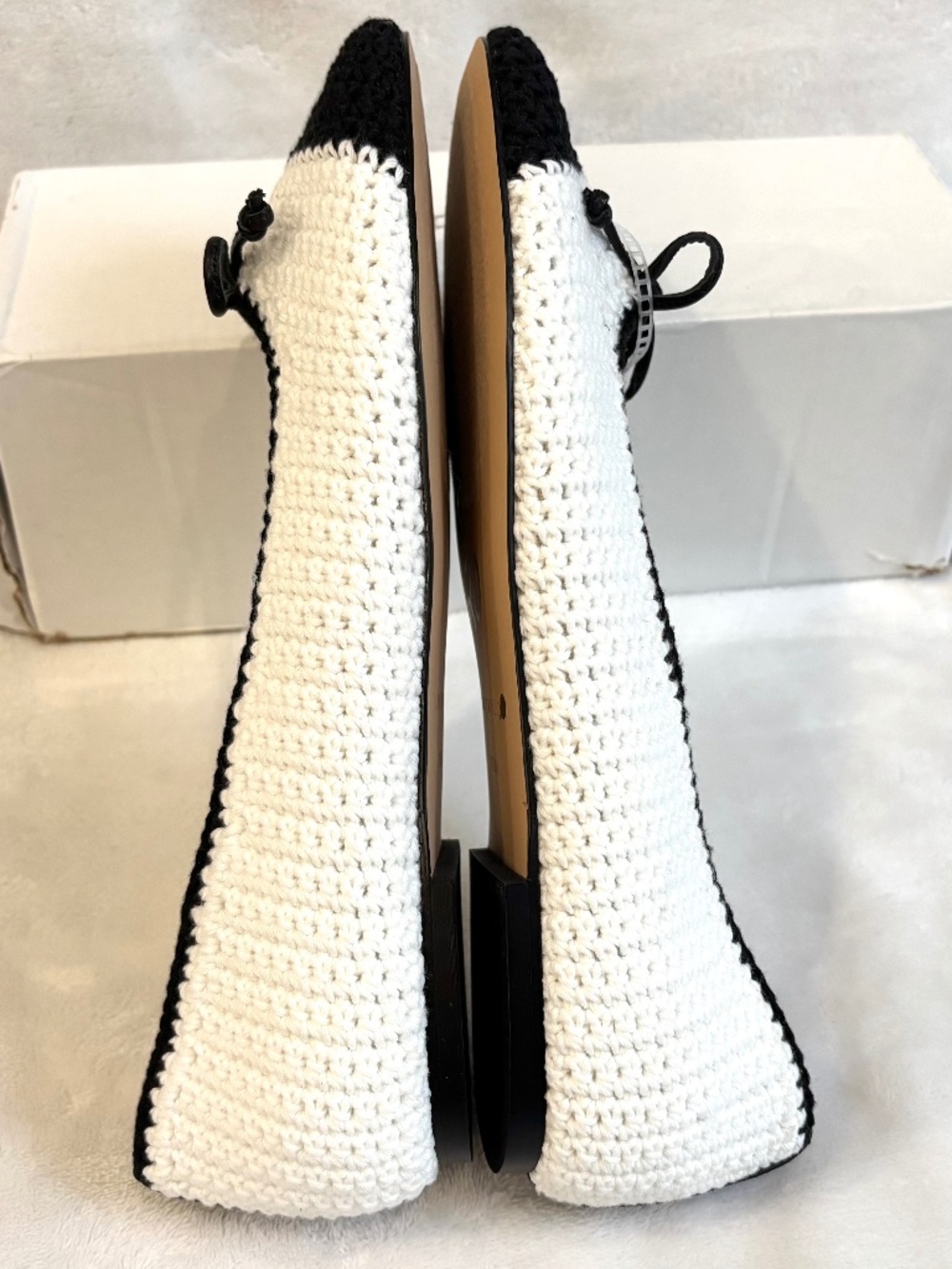 Black White Crochet Knit BalletCore Classic Color Block  Ballet Shoes SZ 7.5M - Picture 11 of 14